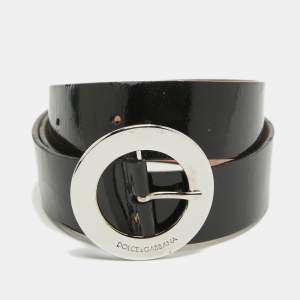 Dolce & Gabbana Black Patent Leather Buckle Belt 95 CM