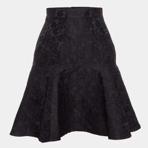 Pre Owned Dolce & Gabbana Black Floral Jacquard Flared Mini Skirt XS