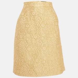 Dolce & Gabbana Yellow Textured Jacquard Pencil Skirt M