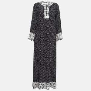 Pre Owned Dolce & Gabbana Black Polka Dots Silk Maxi Dress S