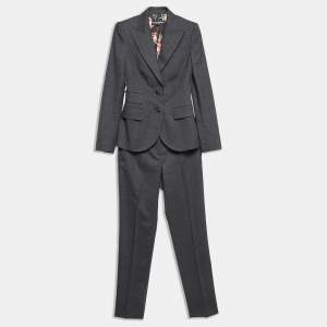 Dolce & Gabbana Grey Wool Blend Blazer & Pants Set XS
