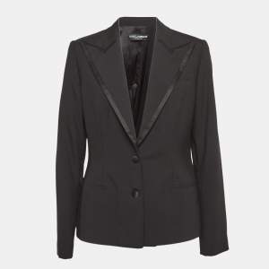 Pre Owned Dolce & Gabbana Black Wool Blend Single Breasted Blazer L