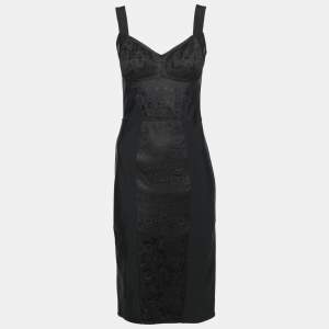 Pre Owned Dolce & Gabbana Black Nylon Bustier Midi Dress S