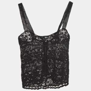 Pre Owned Dolce & Gabbana Black Crochet Knit Sheer Cami Top S