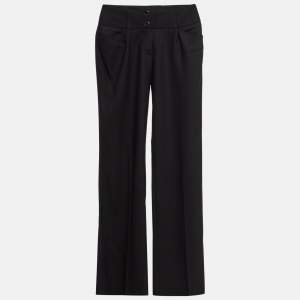 Pre Owned Dolce & Gabbana Black Wool Straight Leg Formal Trousers S