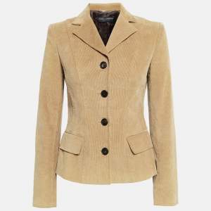 Pre Owned Dolce & Gabbana Vintage Tan Corduroy Button Front Jacket M