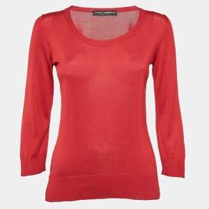 Dolce & Gabbana Red Jersey Full Sleeve Round Neck Jumper S