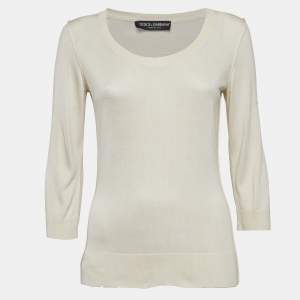 Dolce & Gabbana Light Beige Jersey Full Sleeve Round Neck Jumper S