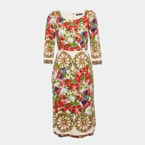 Dolce & Gabbana Multicolor Printed Crepe Sheath Dress XS