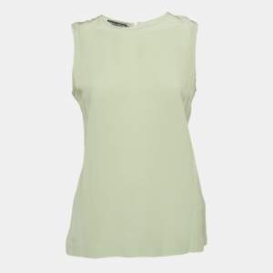 Pre Owned Dolce & Gabbana Green Silk Sleeveless Top S