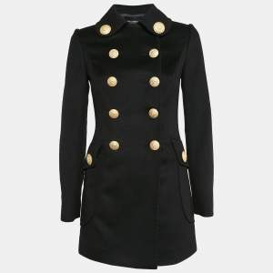 Dolce & Gabbana Black Wool Felt Double Breasted Coat S