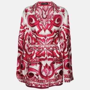 Pre Owned Dolce & Gabbana Multicolor Majolica Print Silk Top M