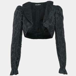 Pre Owned Dolce & Gabbana Black Jacquard Ruffled Bolero Jacket S