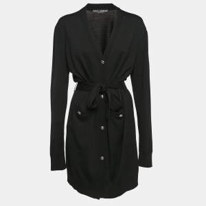 Pre Owned Dolce & Gabbana Black Knit Belted Long Cardigan M