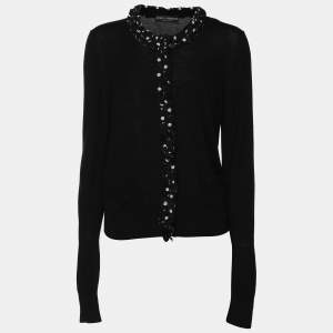 Dolce & Gabbana Black Wool/Silk Sweaters Cardigan M