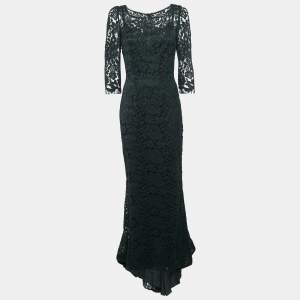 Dolce & Gabbana Black Floral Lace Full Sleeve Maxi Dress M