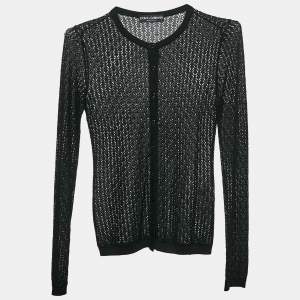 Pre Owned Dolce & Gabbana Black Silk Knit Buttoned Cardigan M