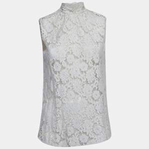 Dolce & Gabbana Cream Lace Sleeveless Top S