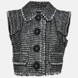 Pre Owned Dolce & Gabbana Monochrome Houndstooth Tweed Vest L
