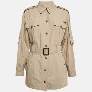 Dolce & Gabbana Khaki Cotton Belted Safari Coat M