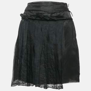 Dolce & Gabbana Black Crepe Pleated Mini Skirt L