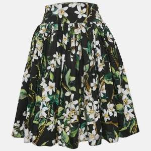 Pre Owned Dolce & Gabbana Black Flowers Print Cotton Mini Skirt M