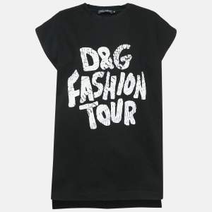 Pre Owned Dolce & Gabbana Printed Knit Side Slit Detail Oversized Top XS
