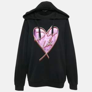Dolce & Gabbana Black Heart Foil Print Hooded Sweatshirt M 