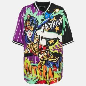 Pre Owned Dolce & Gabbana Multicolor Printed Crepe Button Front Top S