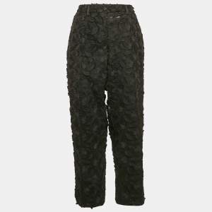 Pre Owned Dolce & Gabbana Black Applique Detail Mesh and Tulle Trousers L