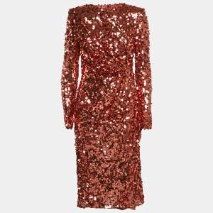 Dolce & Gabbana Metallic Sequin Mesh Midi Dress M