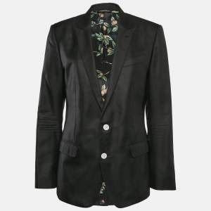 Pre Owned Dolce & Gabbana Black Silk Single Breasted Blazer L