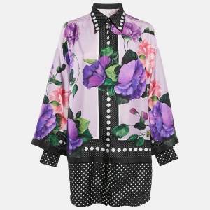 Pre Owned Dolce & Gabbana Silk Multicolor Floral Print Shirt M