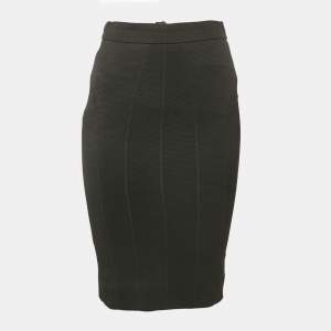 Dolce & Gabbana Black Textured Stretch Crepe Knee-Length Skirt S