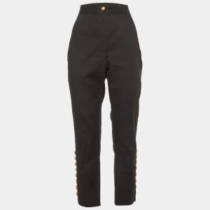Dolce & Gabbana Black Cotton Contrast Tape Detail Trousers L
