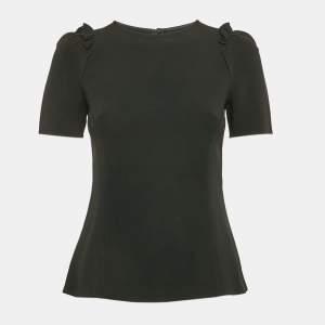 Pre Owned Dolce & Gabbana Black Crepe Ruffled Top S