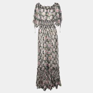 Pre Owned Dolce & Gabbana Multicolor Floral Print Silk Maxi Dress M