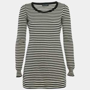 Dolce & Gabbana Black/White Stripe Long Sleeve Wool Sweater Top S