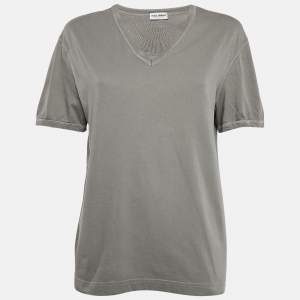 Pre Owned Dolce & Gabbana Underwear Grey Cotton V Neck Short Sleeve T-Shirt L