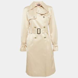 Dolce & Gabbana Beige Silk Double Breasted Trench Coat M