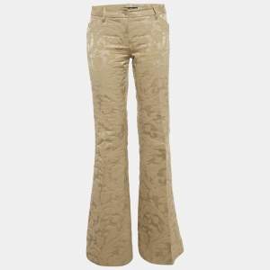 Dolce & Gabbana Beige Jacquard Wide Leg Pants S