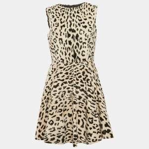 Pre Owned Dolce & Gabbana Leopard Print Textured Cotton Sleeveless Mini Dress M