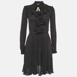 Pre Owned Dolce & Gabbana Purple Embellished Silk Mini Dress S