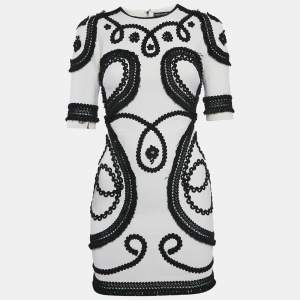 Dolce & Gabbana White Embroidered Crepe Mini Dress S