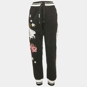 Dolce & Gabbana Black Embroidered Cotton Contrast Side Trimmed Trackpants XL