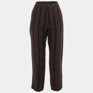 Dolce & Gabbana Brown Striped Linen Trousers M
