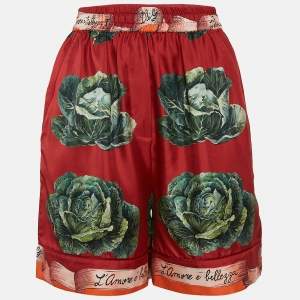 Dolce & Gabbana Red Cabbage Print Silk Short S