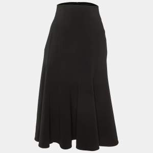 Pre Owned Dolce & Gabbana Black Crepe Flared Midi Skirt L