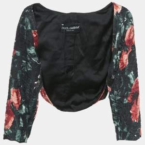Dolce & Gabbana Black Floral Print Jacquard Bolero Jacket S