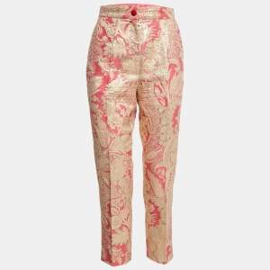 Dolce & Gabbana Pink/Gold Paisley Brocade Trousers S